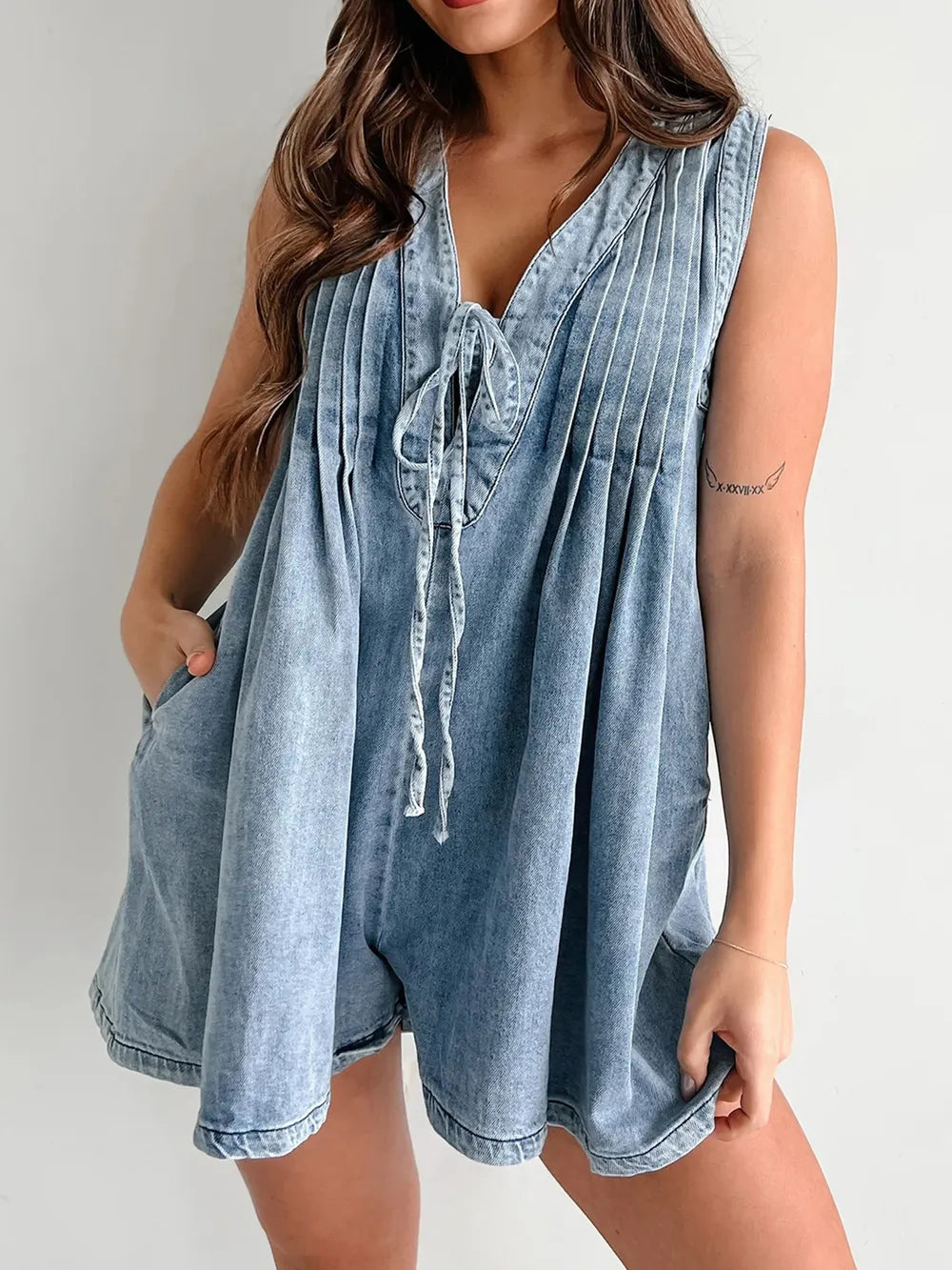 Tied Romper with Pockets -