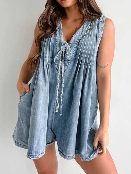 Tied Romper with Pockets -