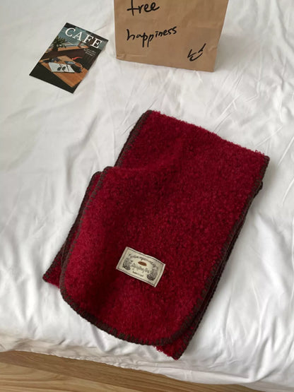 Contrast Trim Plush Winter Scarf -