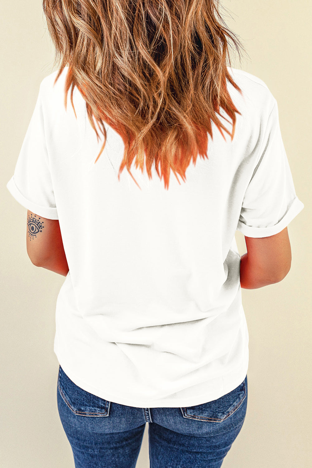 Pumpkin Graphic Round Neck Short Sleeve T-Shirt - White