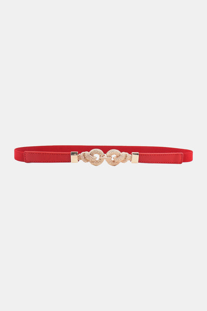 Buckle PU Leather Belt - Red One Size