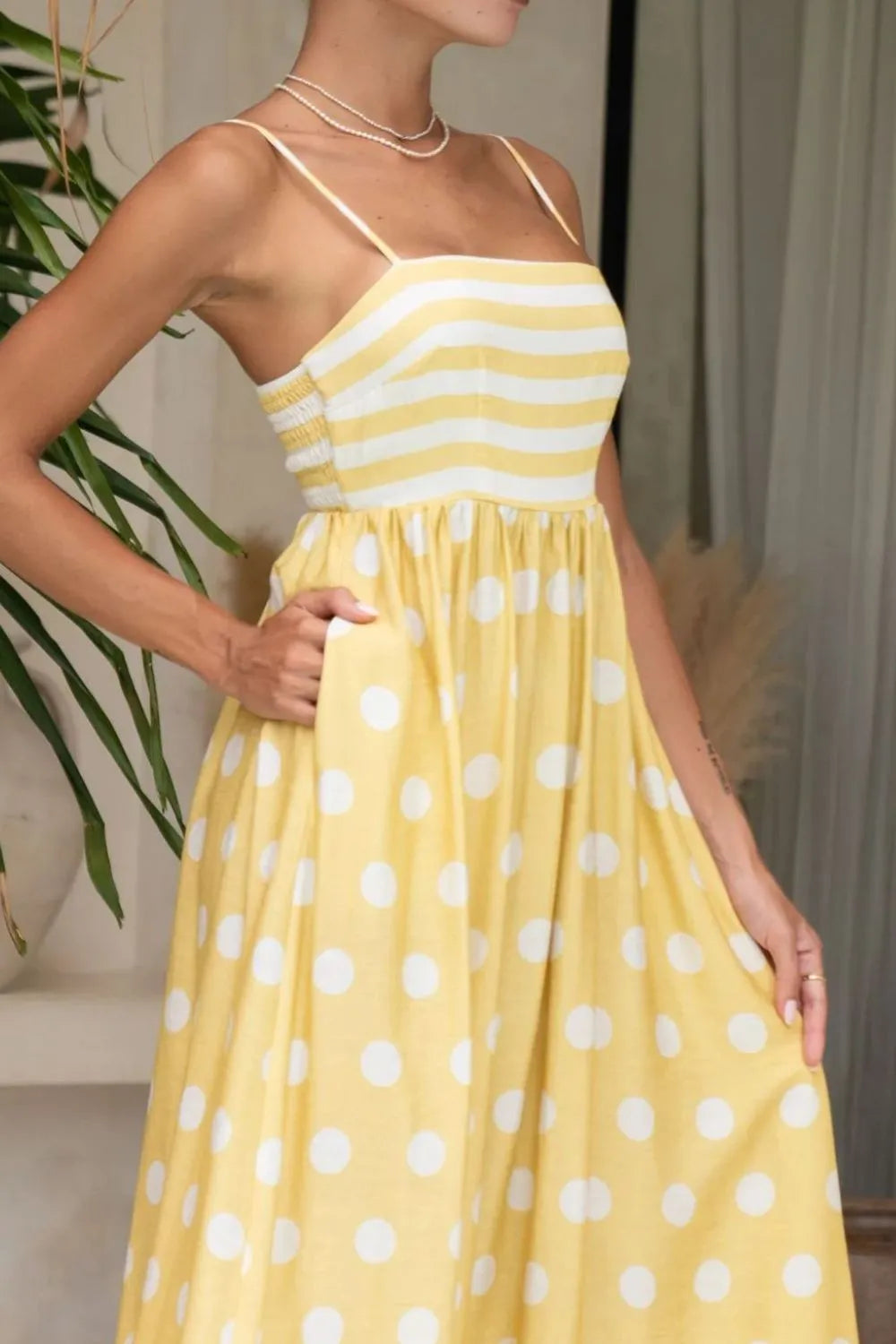 Polka Dot Square Neck Cami Dress -