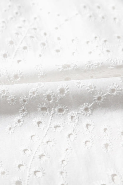 Floral Eyelet Embroidered Sleeveless Shift Dress -