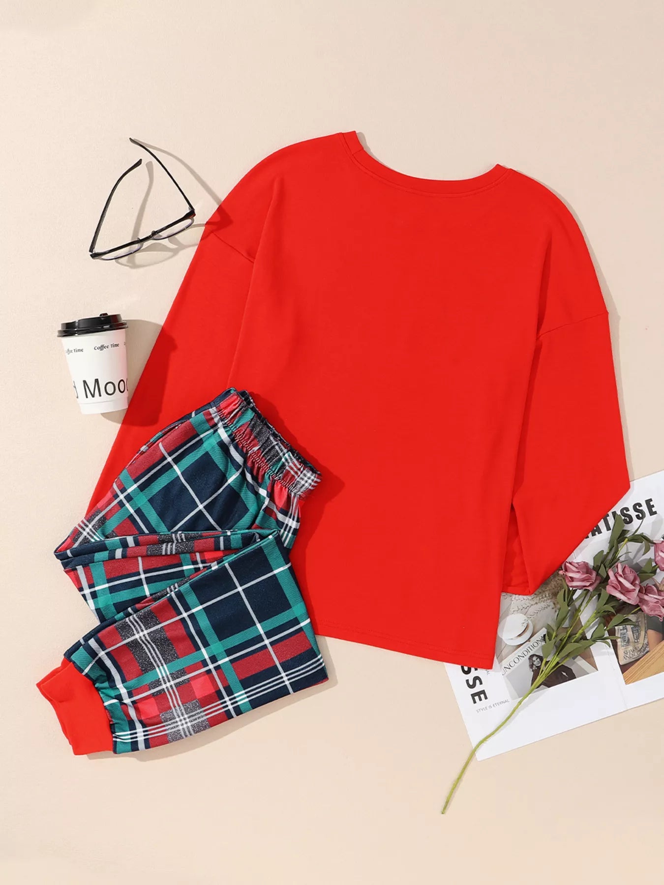 ALL IS BRIGHT Graphic Plaid Pajamas Set -