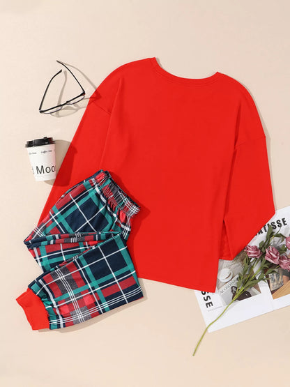 ALL IS BRIGHT Graphic Plaid Pajamas Set -
