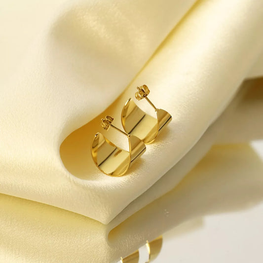18K Gold-Plated Stud Earrings - Gold One Size