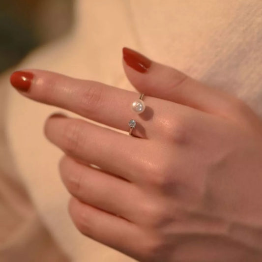 Sterling Silver Pearl Open Ring - Silver One Size