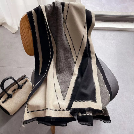 Raw Hem Contrast Scarf - Black One Size