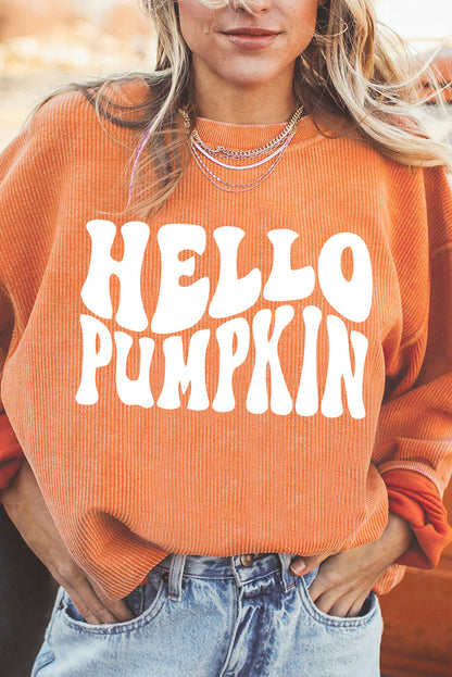 Dropped Shoulder HELLO PUMPKIN Graphic Sweatshirt