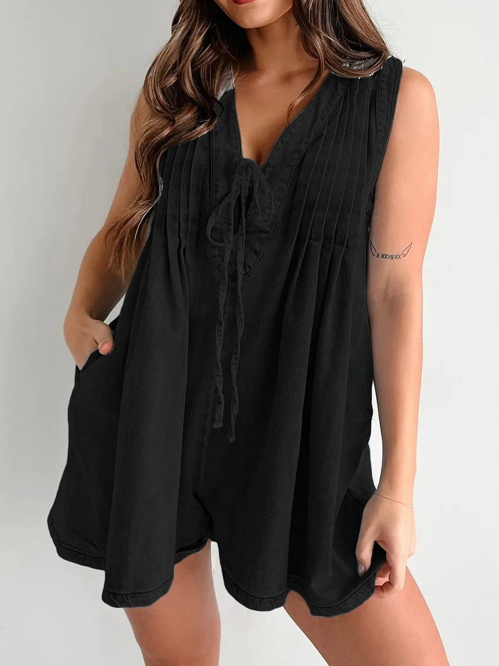 Tied Romper with Pockets -