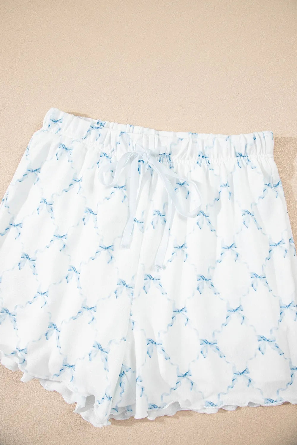 Printed Round Neck Top and Shorts Two-Piece Lounge Set -