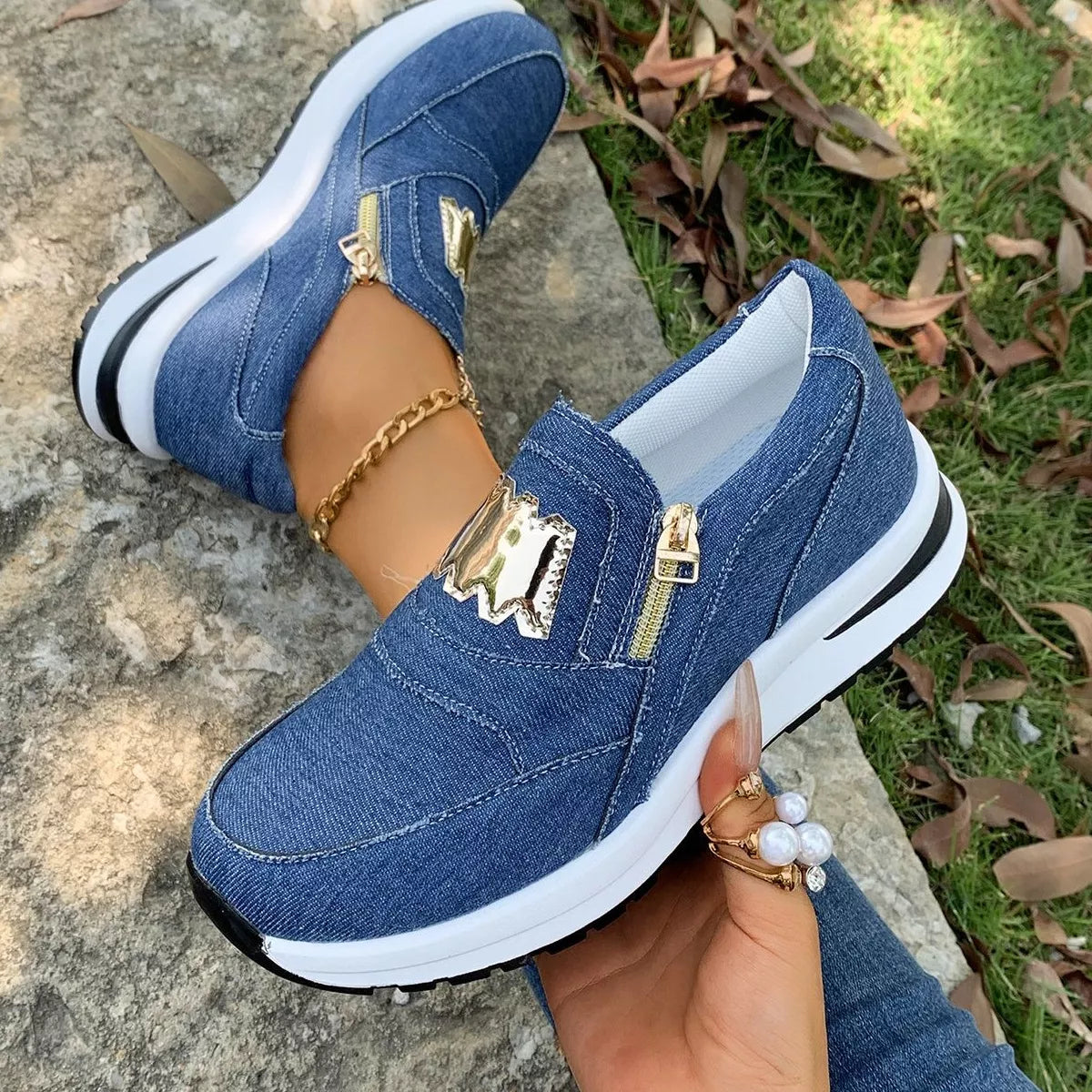 Round Toe Platform Slip-Ons -