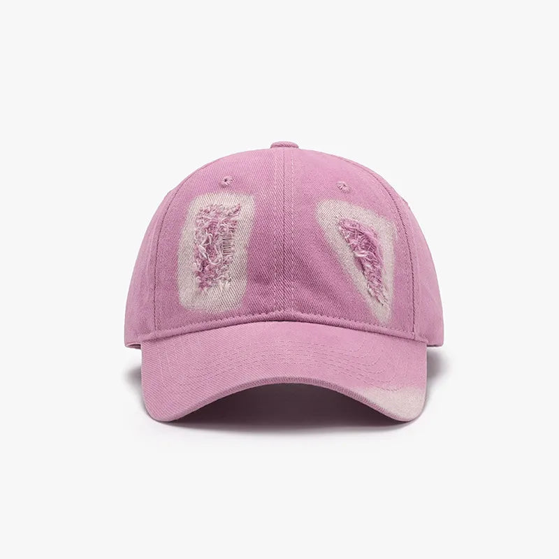 Distressed Cotton Baseball Cap - Fuchsia Pink One Size