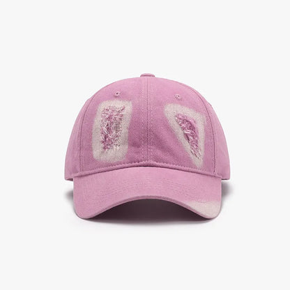 Distressed Cotton Baseball Cap - Fuchsia Pink One Size