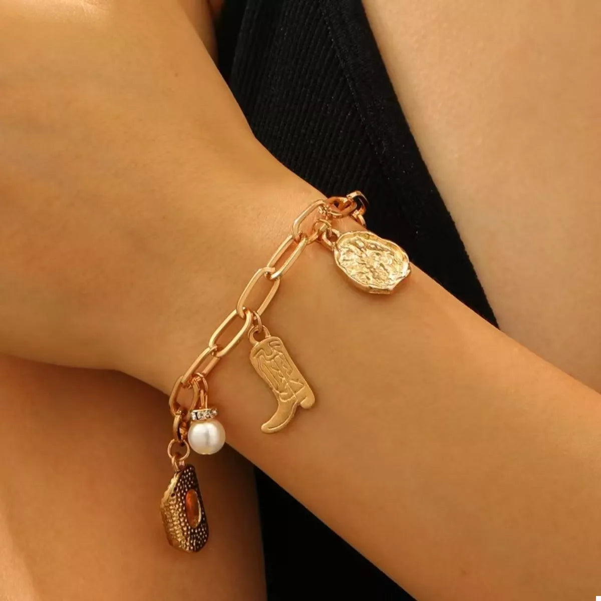 Charm Necklace and Bracelet Jewelry Set -