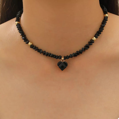 Pearl & Heart Pendant Necklace - Style F One Size