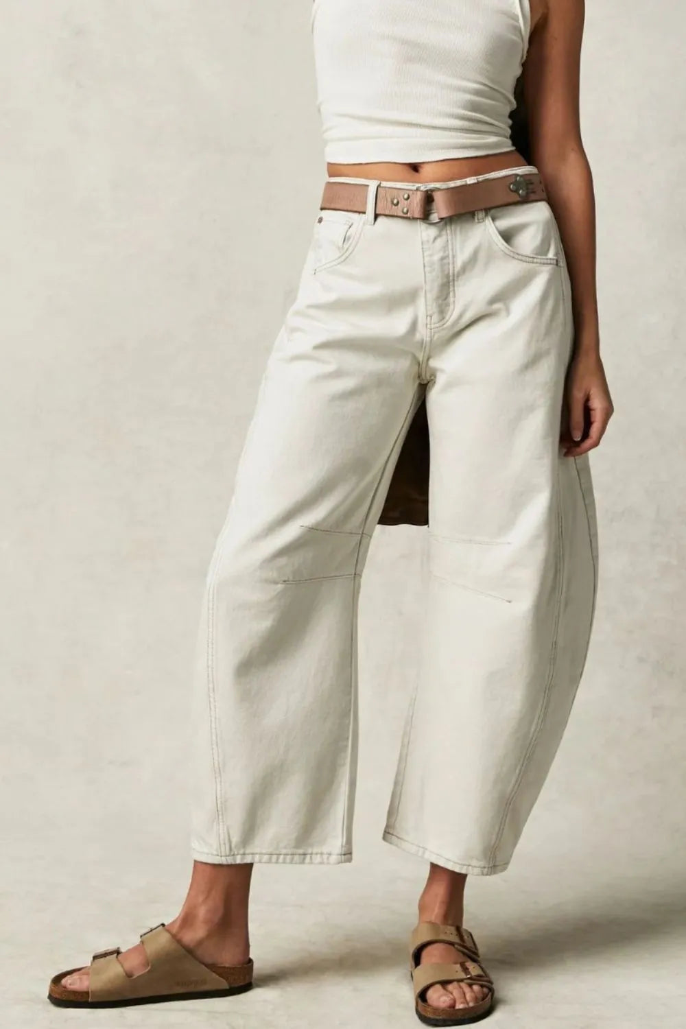 Wide Leg Jeans - Cream