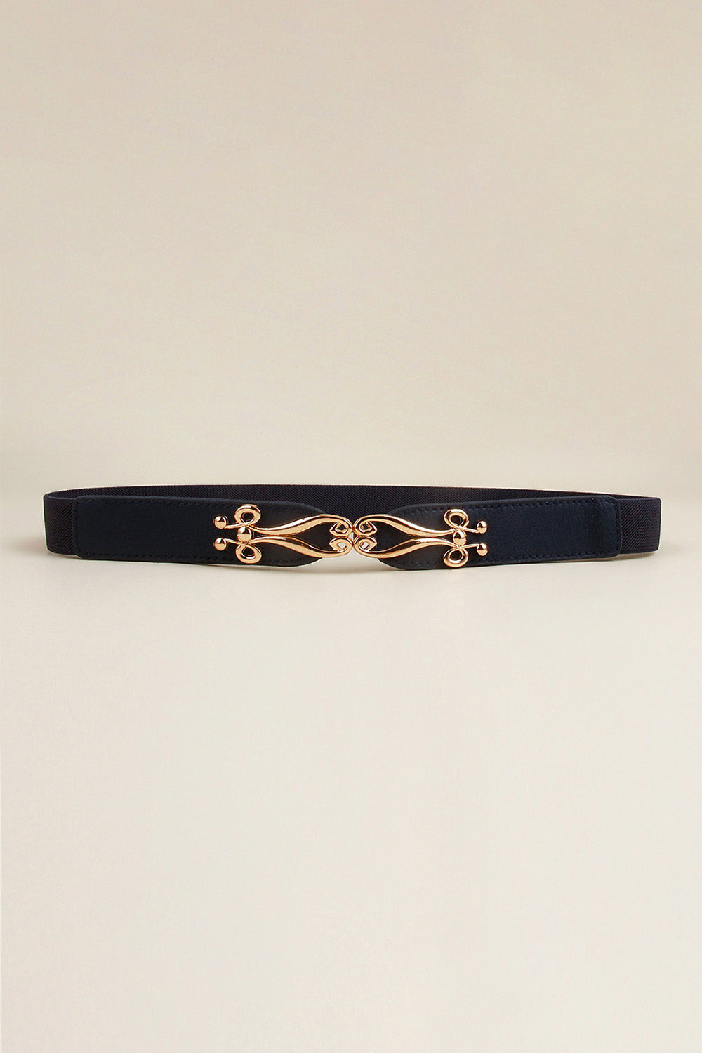 Alloy Buckle Elastic Belt - Dark Blue One Size