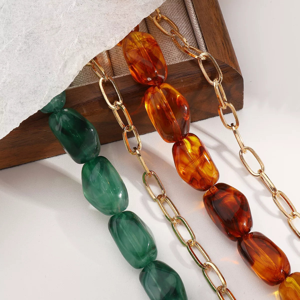 Colorful Beaded Chain Necklace -