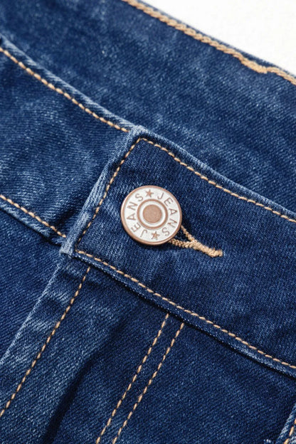 Center Seam Deep Wash Straight Jeans -