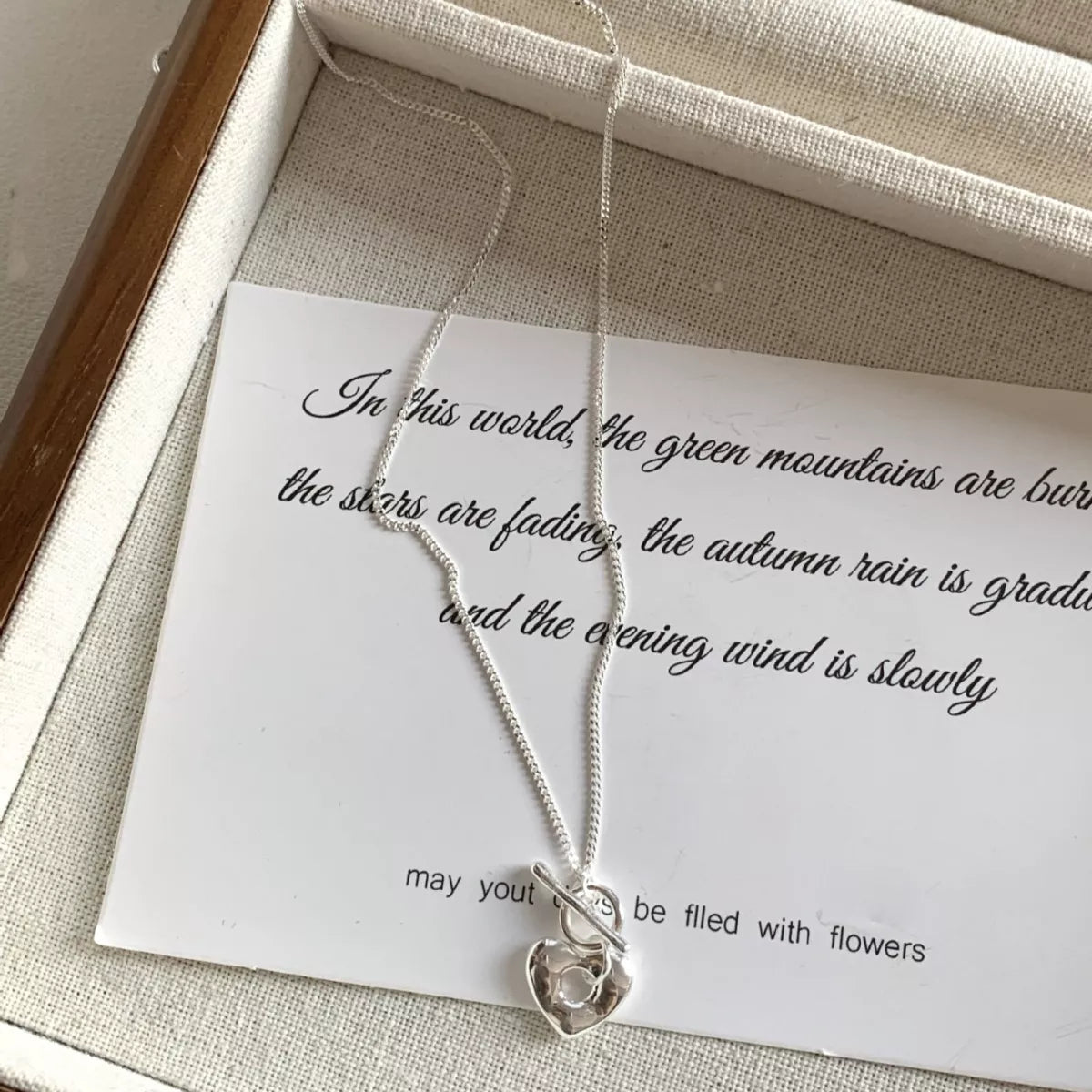 Sterling Silver Heart Toggle Clasp Necklace -
