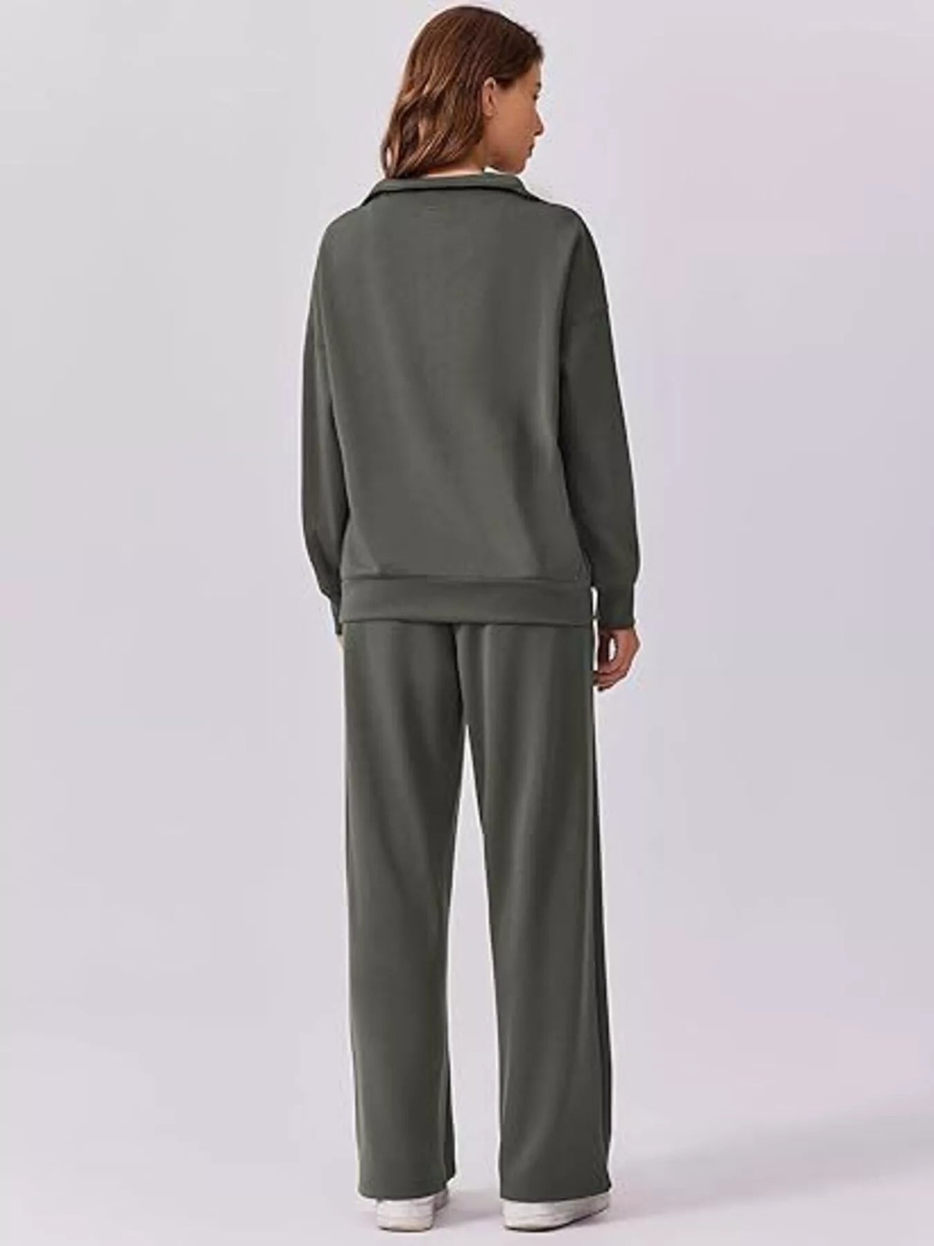 Relaxed Fit Quarter-Zip Top and Pants Set -