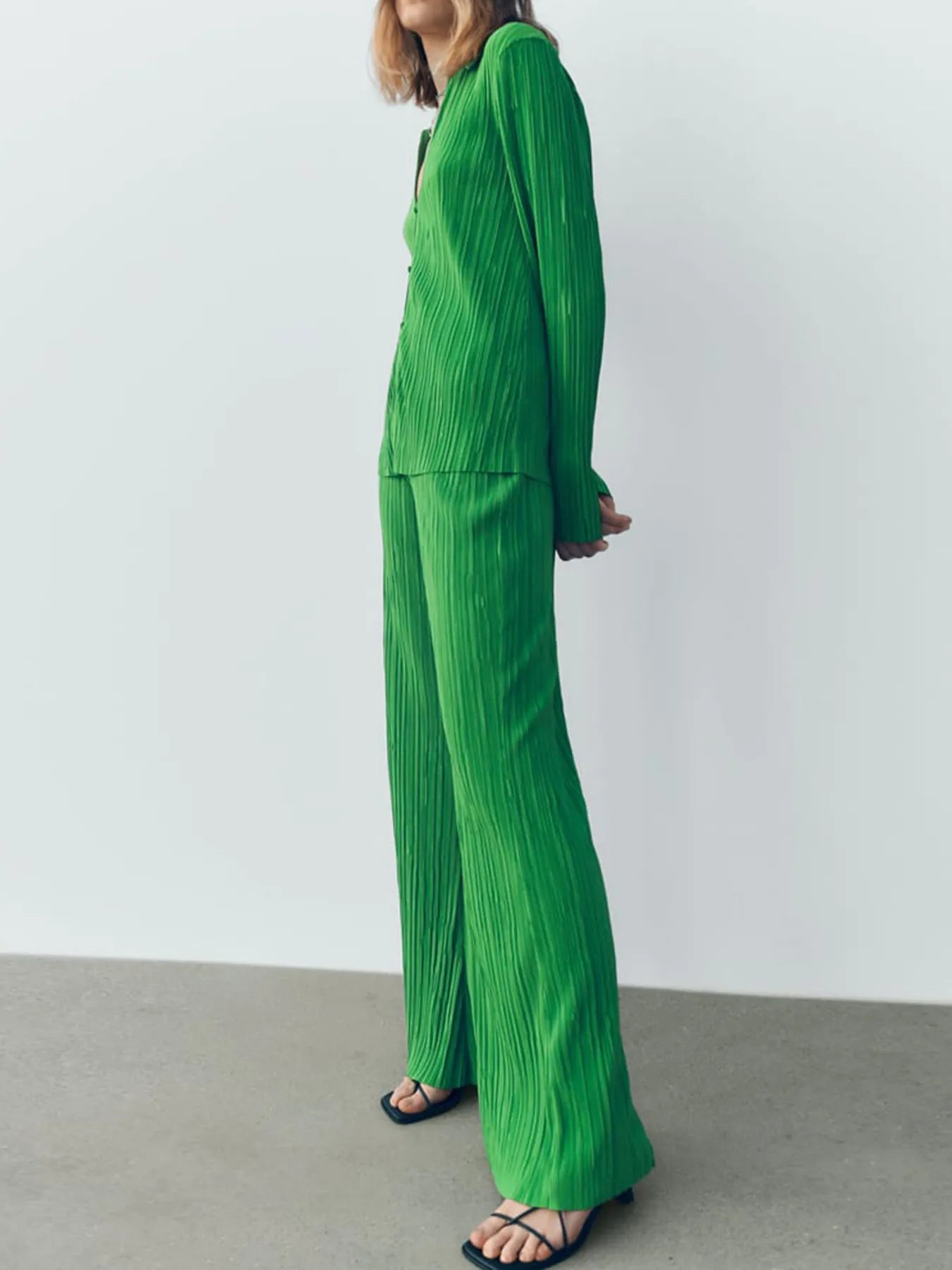 Texture Long Sleeve Top and Pants Lounge Set -