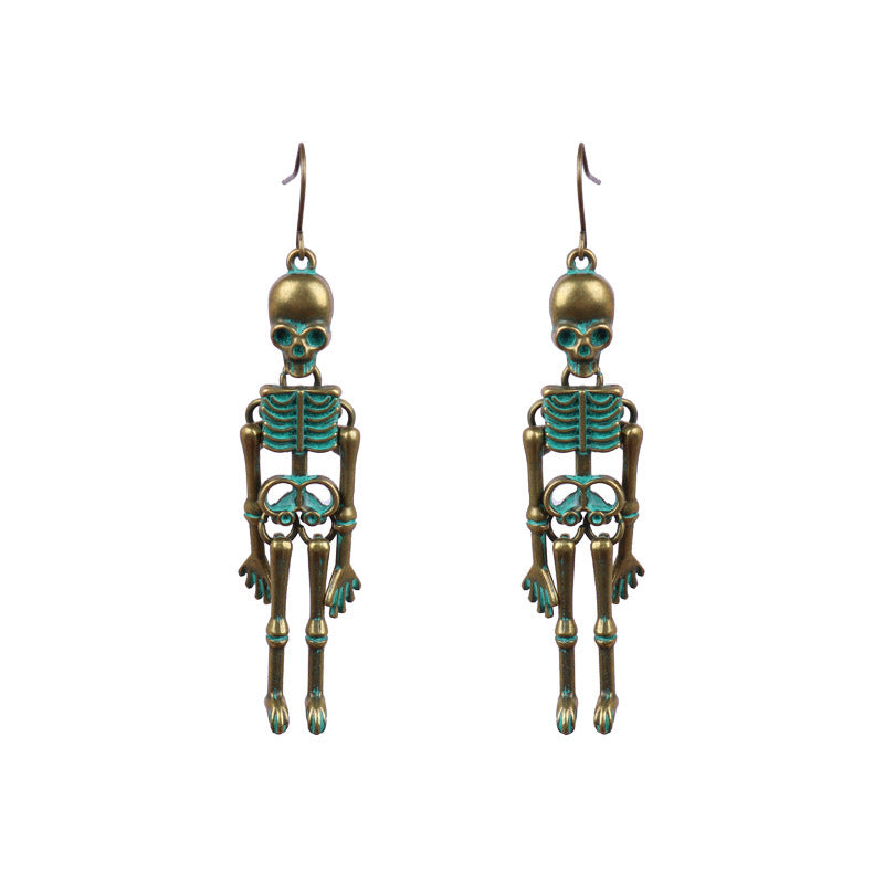 Skeleton Alloy Earrings - Teal One Size