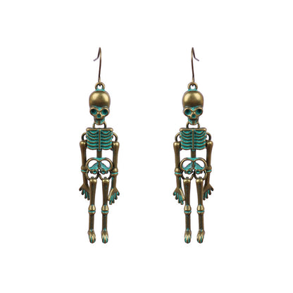 Skeleton Alloy Earrings - Teal One Size