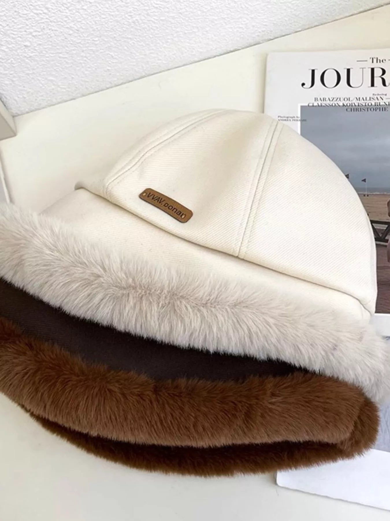 Fuzzy Trim Bucket Hat -