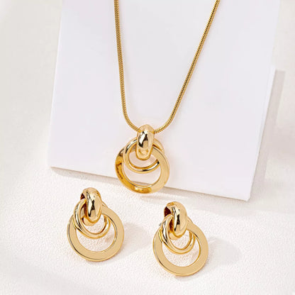 Gold-Plated Earrings and Pendant Necklace Jewelry Set -