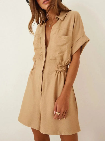Johnny Collar Short Sleeve Romper -