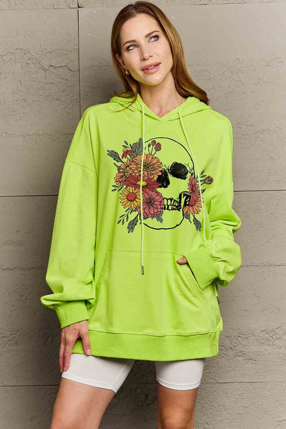 Floral Skull Graphic Hoodie