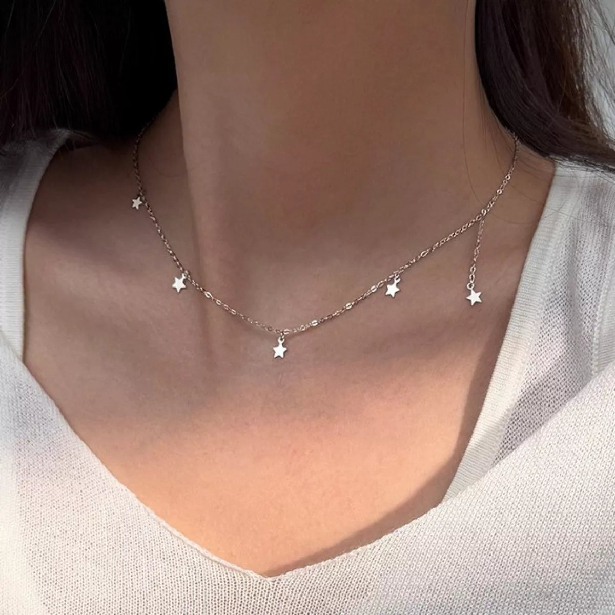 Sterling Silver Star Charm Necklace -