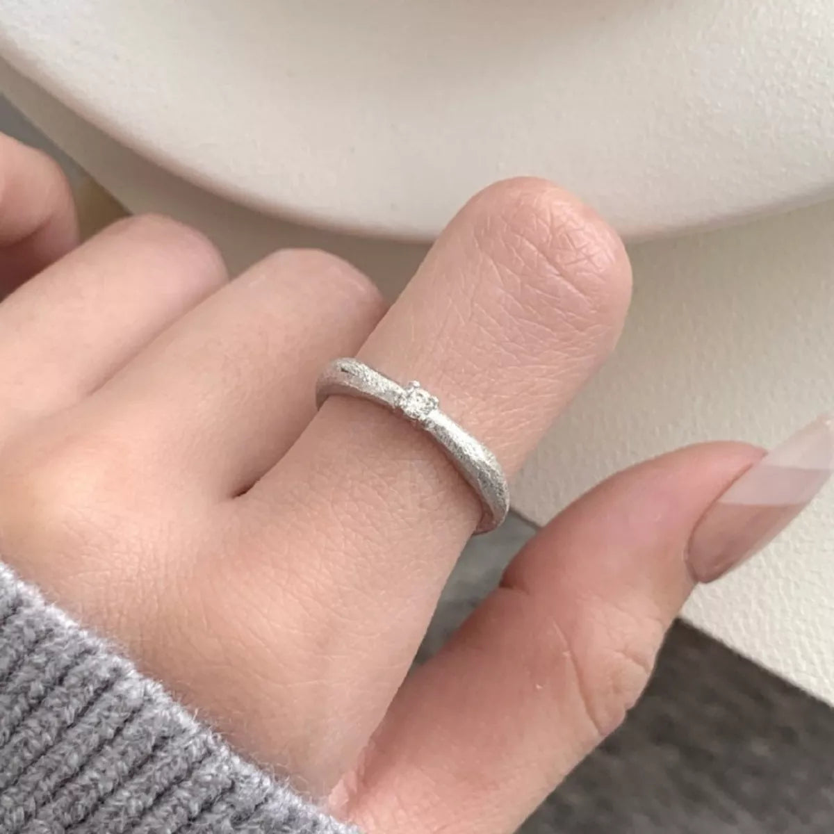 Sterling Silver Zircon Ring -