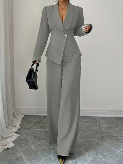 One Button Blazer and Pants Set -