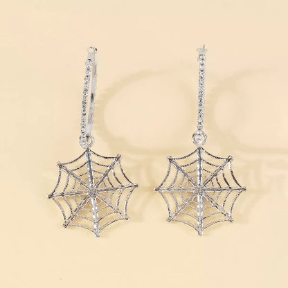 Spider Web Dangle Hoop Earrings -