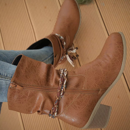 Braided Detail Western Boots -