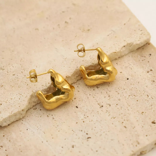 18K Gold-Plated Stud Earrings - Gold One Size