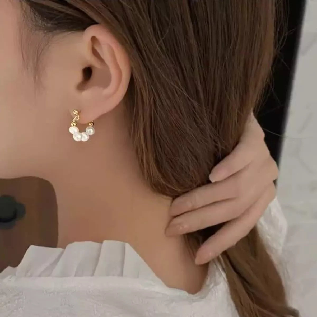 Freshwater Pearl Hoop Earrings -