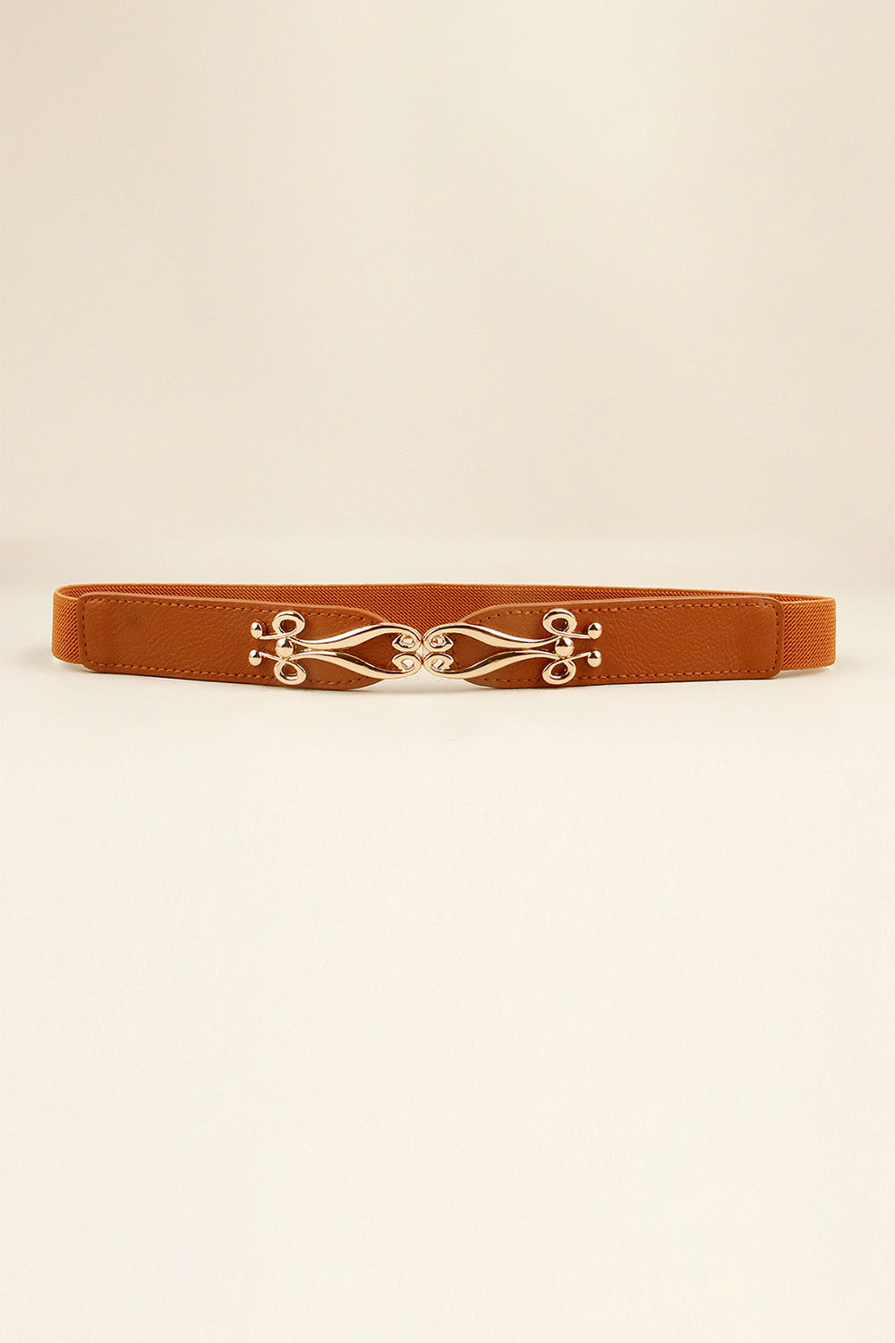 Alloy Buckle Elastic Belt - Caramel One Size