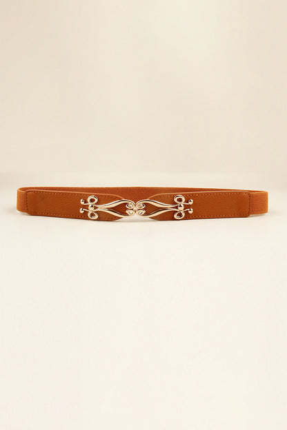Alloy Buckle Elastic Belt - Caramel One Size