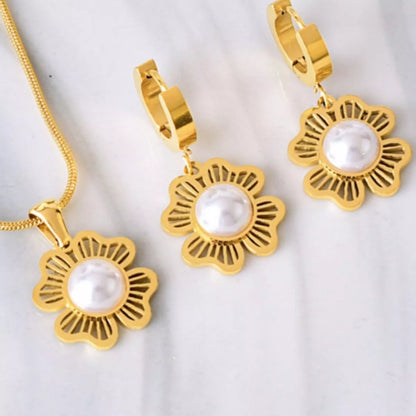 Gold-Plated Flower Jewelry Set -