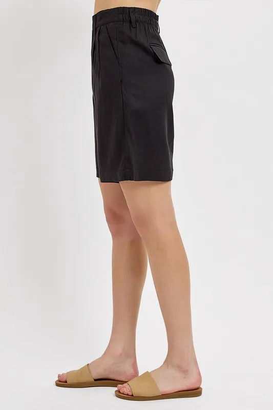 High Rise Pleated Front Shorts -