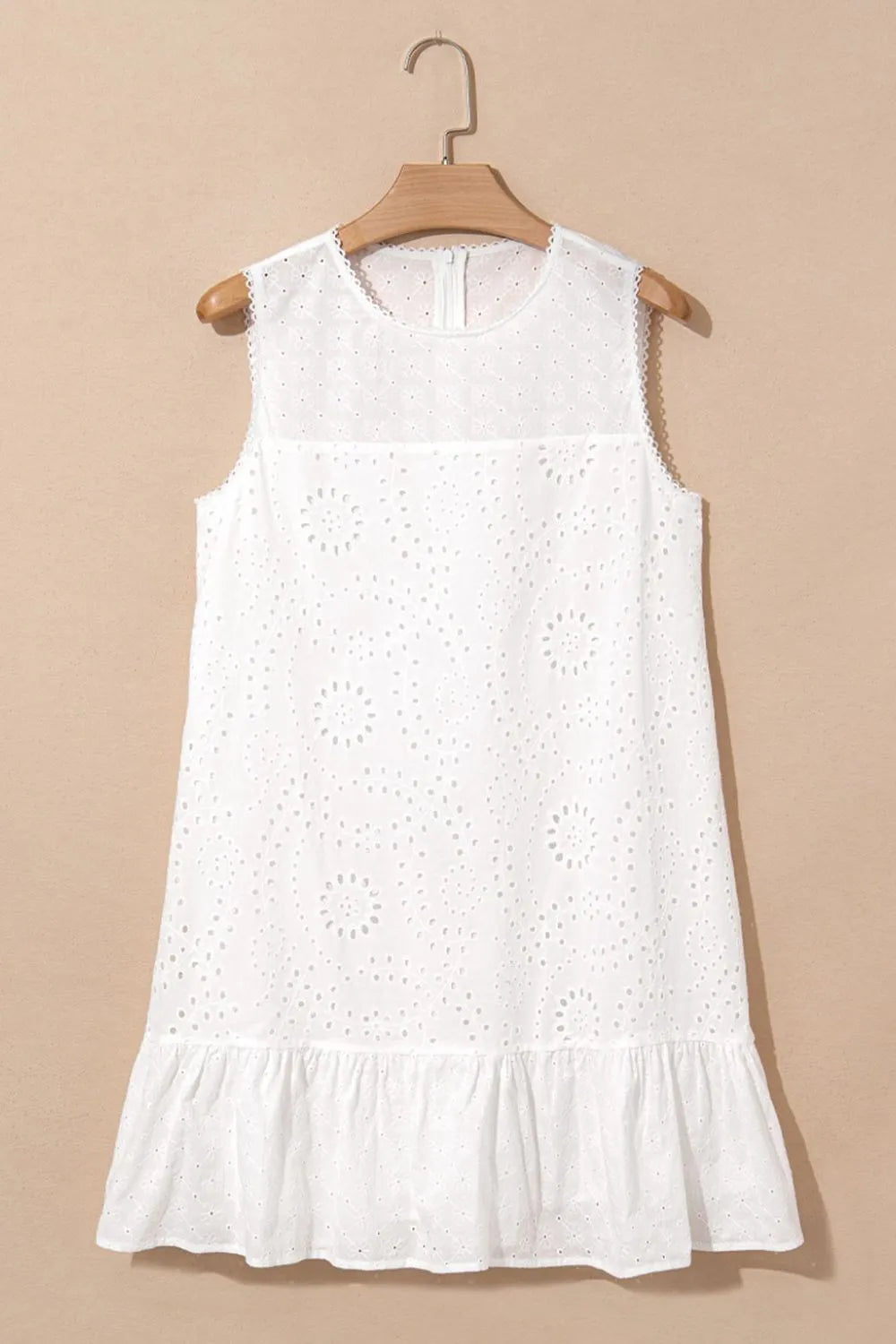 Floral Eyelet Embroidered Sleeveless Shift Dress -
