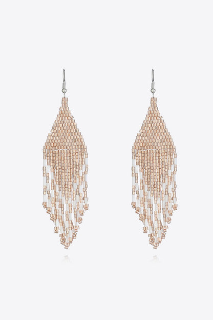 Beaded Dangle Earrings - Apricot One Size