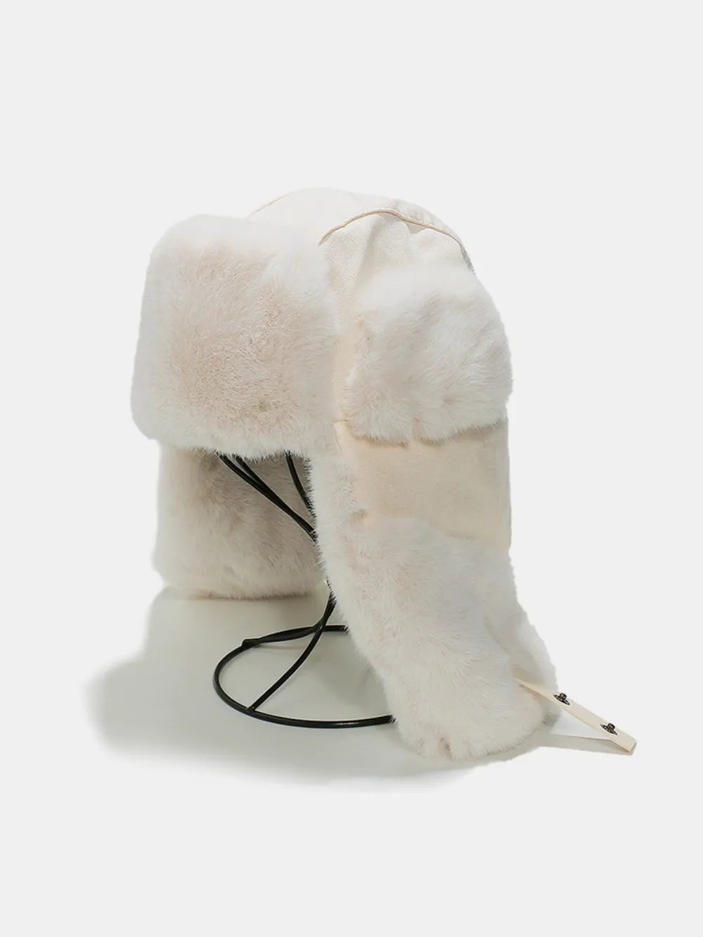 Thermal Fuzzy Earmuffs Winter Hat - Ivory One Size