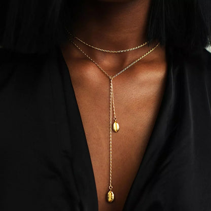 Gold-Plated Y-Shaped Necklace - Gold One Size
