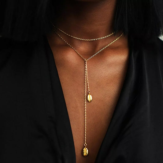 Gold-Plated Y-Shaped Necklace - Gold One Size
