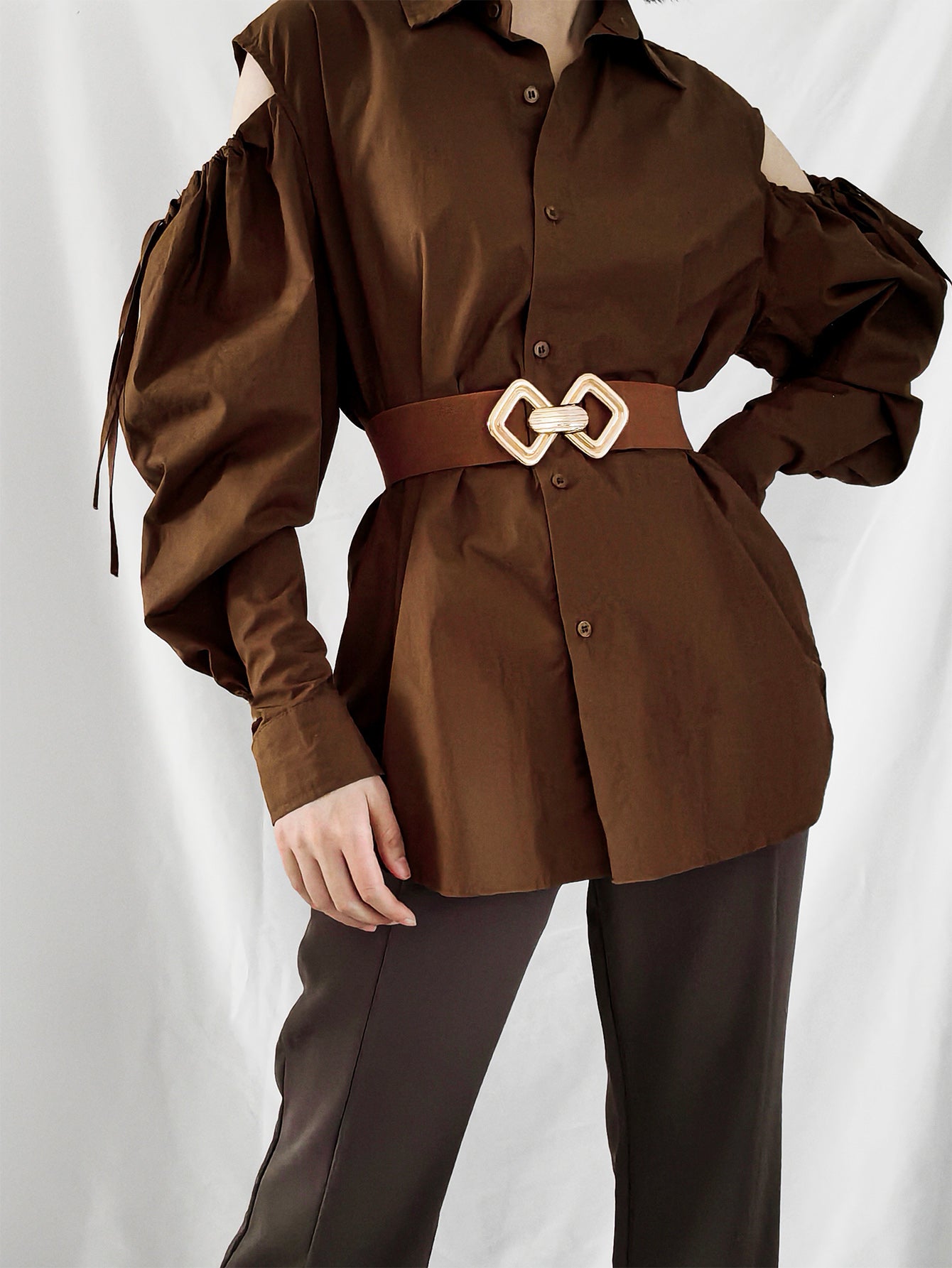 Geometric Buckle Elastic Wide Belt -